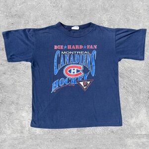 Vtg 90s Montreal Canadiens Die Hard Fan T-Shirt Youth L 18x20.5 CGW NHL Habs